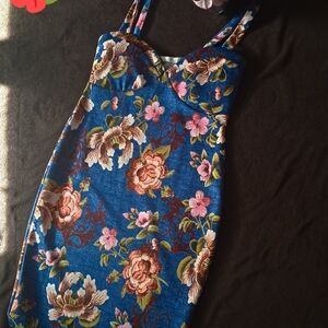 Floral Blue Bodycon Dress